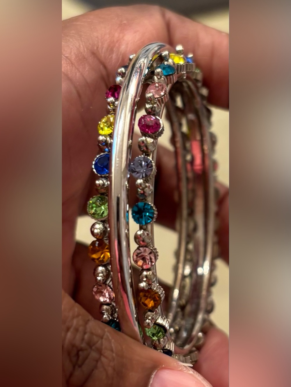 Multicolor Crystal Bangle Bracelet - Women Jewelry Vintage estate